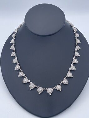 Judith Ripka Sterling Silver CZ Drop Link Necklace 925 Thailand Collectible